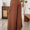SHEWIN Womens Wide Leg Dress Pants Elastic High Waisted Business Work Trousers Casual Loose Palazzo Pant 2026 (Brown, S)