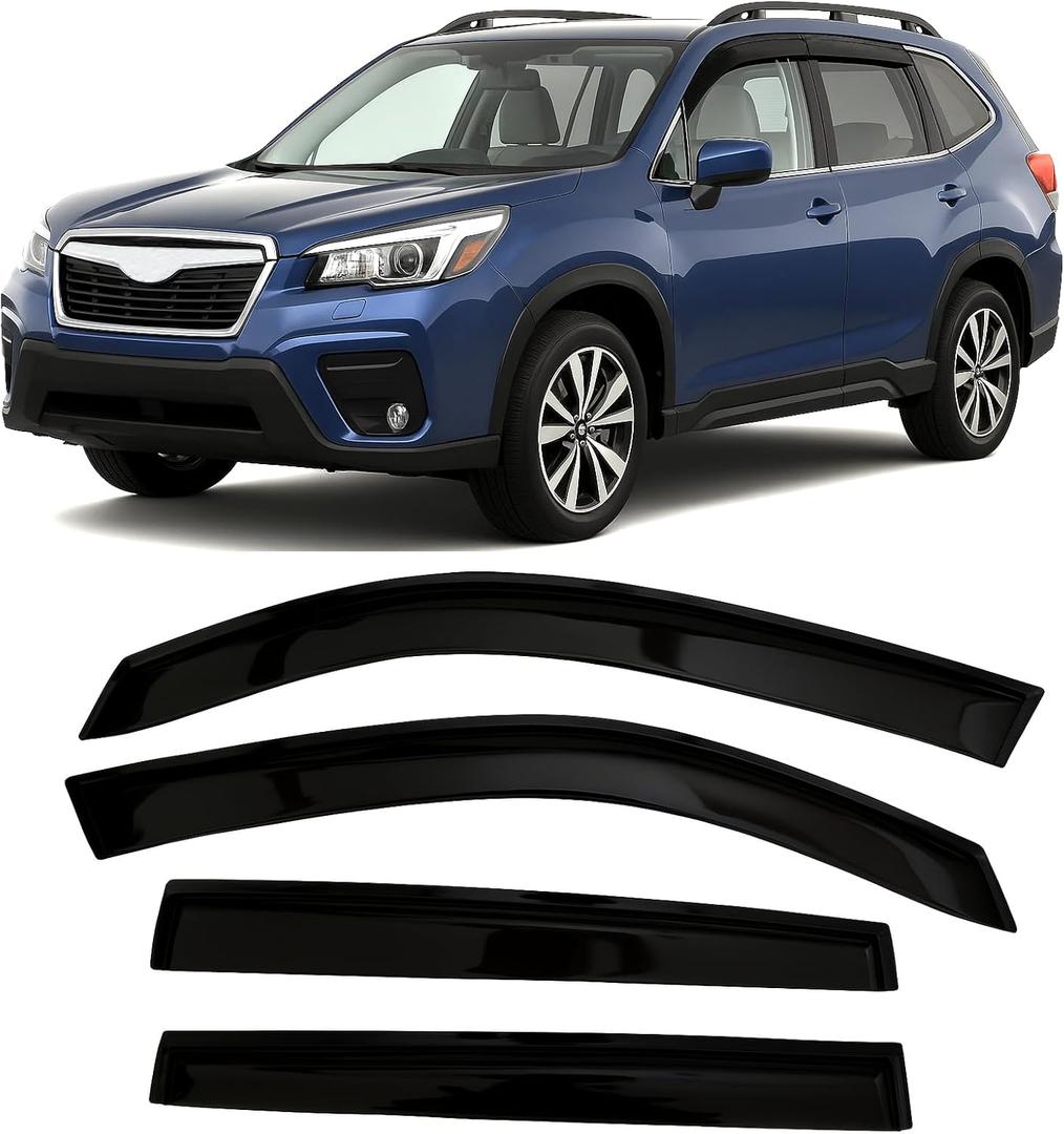 2019-2024 Tape-On Side Window Visor Deflectors for Subaru Forester Rain Guards SK Premium Sport Limited Touring Smoke Tinted Protectors 2020 2021 2022 2023