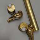 1-1/8 Inch Diameter Brushed Gold Curtain Rod with Bird Design Finials, 36-72'' Telescoping Single Curtain Rods for window width 24-68 inch, 1 pack