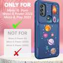 for Motorola Moto G Pure/G Power 2022 /G Play 2023 Case with Camera Cover for Women Men Girls,Heavy Duty Galaxy Planets Military Grade Protctive Shockproof Phone Cases with Sliding Protector