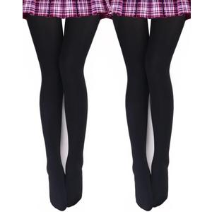 VERO MONTE Womens Opaque Fleece Lined Tights Colorful Warm Winter Thermal Tights (Black)