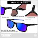 FEISEDY Square Polarized Sunglasses for Men Women Lightweight B0441 | 100% UV400 protection, Sport-focused TR90 frame, HD TAC lenses, Built for outdoors, 50% recycled materials, 58mm lens width