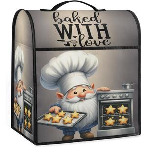 Kitchen Aid Mixer Cover Compatible with 6-8 Quarts Cute Gnomes Dwarf Stand Mixer Cover Red Flower Dust Cover with Zipper Pocket Kitchen Aid Mixer Accessories Kitchen Appliance Organizer Bag