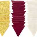Maroon Gold Party Decorations Burgundy Beige Gold Glitter Felt Hanging Triangle Mini Bunting Pennant Banner Flag for Birthday Graduation Wedding Baby Shower Anniversary Party Nursery Classroom Decor