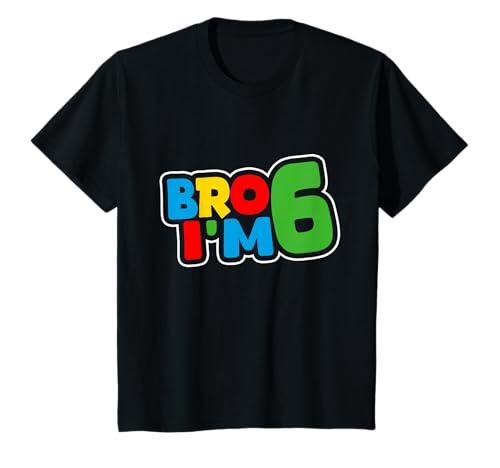Kids 6th Birthday Shirt Boy Bro I’m 6 Year Old Four Party T-Shirt, M