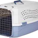 Amazon Basics Sturdy Portable 2-Door Top-Load Hard-Sided Pet Travel Carrier with Secure Ventilation, Handle, Front & Top Entry for Dogs, Cats, 22.8"L x 15"W x 13"H, Gray & Blue