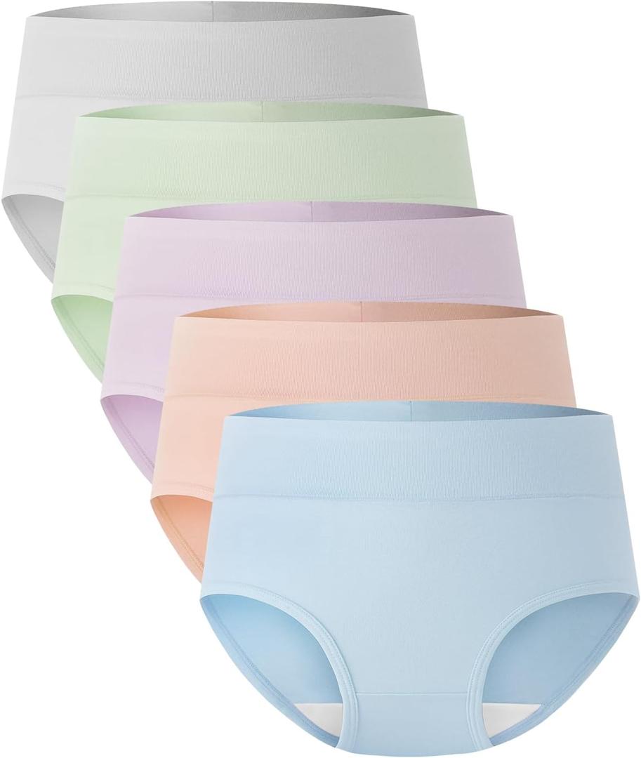 BAMBOO COOL Women's Underwear High Waisted Briefs Full Coverage Soft and Breathable Panties, 5-Pack (Medium)