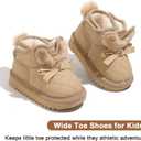Toddler Girl Snow Boots with Bunny Ear - Warm Fur-Lined Ankle Boots - Non-Slip Winter Kids Shoes (Brown)
