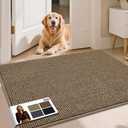 JSEI Dirt Trapper Door Mat 32"x48" Non-Slip Washable Entrance Mat, Dog Doormats, Absorbent & Fade-Resistant Floor Mats, Low Profile Welcome Mats for Entryway, Front Door, and Inside Entrance, Taupe