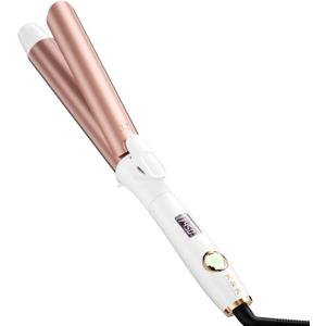 K&K Long Barrel Styler, 1 1/4 Inch Curling Iron with Clipped, Professional Ceramic Coating Hair Curler Wand, Dual MCH Heater up to 450F, Worldwide Voltage Curling Tongs for Traveling