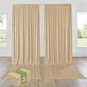 PartyVillage 20ft15ft Beige Backdrop Curtain for Wedding Parties, 4 Panels Wrinkle Free 15 FT Long Polyester Photo Backdrop Drapes Back Drop Cloth for Birthday Photography Background