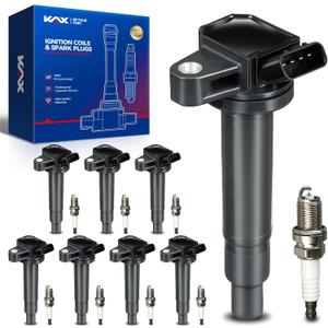 KAX 8-Pack Ignition Coils and Double Iridium Spark Plug Set for Toyota Tundra 2005-2009 4.7L, 4Runner 2003-2009 4.7L, Sequoia 2005-2007, Lexus GX470 2003-2009, LS430, SC430, LX470, GS430, UF230