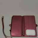 Defencase Compatible with iPhone 17 Pro Case Wallet with RFID Blocking Card Holder for Women Men, Fashion PU Leather Magnetic Snap Flip Zipper Strap Wallet Phone Case for iPhone 17 Pro 6.3",  Red