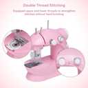Sewing Machine for Beginners with Expansion Table and Foot Pedal and 42Pcs Sewing kit Finger Guard & Light Mini Small Portable Sewing Machines 2-Thread 2-Speed 2-Switches for Kids Ages 8-12 Peach Pink