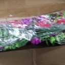 Dolicer 4 Pcs Look Real Artificial Flowers for Outdoors, Realistic Fake Artificial Hanging Flowers for Outdoors UV Resistant Silk Faux Hanging Plants Flowers for Porch Patio Garden (Purple+Fuchsia)