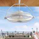 Gazebo Fans Outdoor Hanging Ceiling Fans with Lights,16" Portable Plug in Ceiling Fan,Multi-angle Adjustable Floor Fans,White Outdoor Ceiling Fans for Patios.
