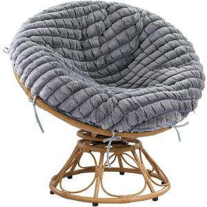 BALAPET Faux Fur Soft Plaid Papasan Cushion Cover,Papasan Chair Cushion Cover with Zipper and 8 Ties, Soft and Skin-Friendly, Removable and Machine Washable, Suitable for Round Chair Cushions