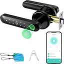 Evanshow Fingerprint Door Lock Biometric Door Knob with Keypad Keyless Entry, 5in1 Door Locks for Bedrooms(Fingerprint/App/Code/Key/IC Card), Home Hotel Office Apartment