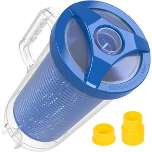 POOLAZA Pool Leaf Canister for Pool Vacuum, Professional Pool Leaf Catcher for Pool Vacuum with Large Plastic Mesh Basket & Mesh Bag, Inline Pool Vacuum Filter Attachment Fits 1-1/2 Pool Vacuum Hose