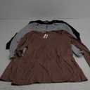 Zeagoo 3 Pack Womens T Shirts V Neck Long Sleeve Shirt Casual Tops Soft Solid Basic Tee Fall Outfits S-XXL (Large, Black, Brown, Grey)
