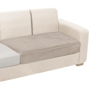 NAISI Couch Cushion Covers 1 Piece Velvet Stretch Loveseat Cover or 2 Seat Sofa Cover Soft Individual Couch Covers for Sectional Sofa(1 PC for 2-Seat Cushion or Loveseat, Taupe)