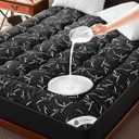 100% Waterproof Queen Size Mattress Topper, Thick Pillow Top Mattress Pad，Up to 24 Inch Deep Pocket,Soft Breathable Mattress Pad for Back Pain, Protector Cover(Black)