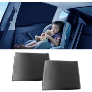 DMJN Car Window Shades for Baby (100% UV & Sun Block) Car Side Windows Covers Sun Shades for Baby in Car, Easy-Install Nano Ice-Crystal Coating-Universal Fit (Medium),2 Pack
