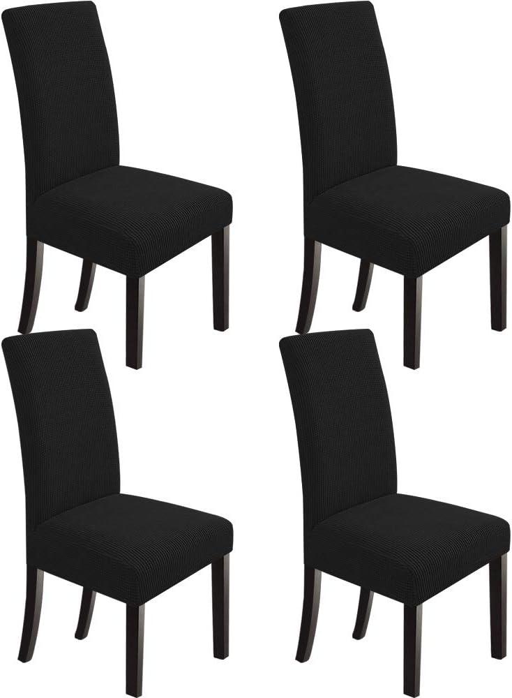NORTHERN BROTHERS Chair Covers for Dining Room Set of 4, Parson Chair Slipcovers, Stretch Dining Seat Covers, Kitchen Chair Covers, Covers for Chairs, Black