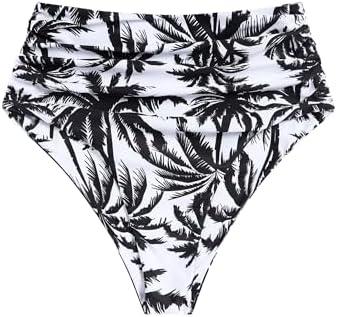 ZAFUL Women High Waisted Bikini Bottoms Ruched Swimsuit Bottom Tummy Control Bathing Suit Bottoms XL