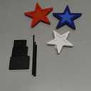 3 Pcs 4th of July Table Decorations Standing Star Block Set Patriotic LED Centerpieces Red White Blue Wooden Star Signs for Home Tabletop Tiered Tray Party Decor(Solid Style)