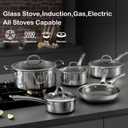 Sauce pan with lid,2.5 Quart Hybrid Nonstick Sauce pans set, Stainless Steel cookware,non stick Pots PFOA Free,Works on Induction,Ceramic and Gas Cooktops