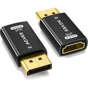 AGVEE 2 Pack Display Port to HDMI 4K@30HZ Adapter, Alloy Shell DP Displayport PC to HDMI Display Coulper Converter, Backward Compatibile with 2K@60HZ 1080P@120HZ Full HDTV, Uni-Directional, Black