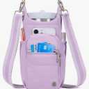 Telena Water Bottle Holder with Strap RFID Crossbody Bags for Women for Walking, Hiking, Cycling, Purple 