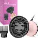 WUFAYHD 2-in-1 Diffuser Hair Dryer for Curly Hair: 1875W Ionic Hair Dryer w/Comb & Diffuser Attachment, Fast Drying, Reduces Frizz, Anti-Heat Handle Blow Dryer with ALCI Plug, Gift for Women Her