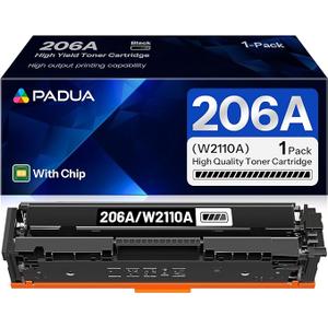 Pack Replacement for HP 206A Black Toner Cartridge W2110A for HP Color LaserJet Pro MFP M283cdw M283fdw M282nw M255dw,M255nw Toner Printer Ink (with Chip)