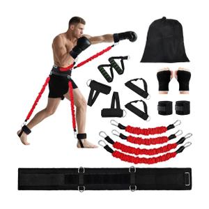 Boxing Resistance Bands Set for Boxing MMA Martial Arts Training Equipment, 150lbs Exercise Bands with Cuffs & Belt, Workout Band for Resistance Training Enhance Explosive Power/Speed/Agility