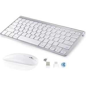 Wireless Keyboard and Mouse Compatible with iMac MacBook Air/Pro (Bluetooth and USB)