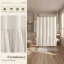 Farmhouse Shower Curtain with Ruffle Hem Linen Cream Shower Curtains for Bathroom Country Vintage Rustic Natural Fabric, 72" W x 96" L