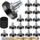 16 PCS 1/4" Thread Furniture Feet Levelers,Adjustable Furniture feet,Thread Adjustable Furniture levelers Screw,Furniture Legs (16 PCS 1/4Thread Stool Legs,with T-Nut) (With T-Nut,1/4 IN - 16 PCS)