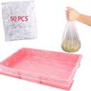 50 Pcs Disposable Rabbit Cage Liner Plastic Toilet Film Leak-Proof for Small Animals Bunny Guinea Pig Bird Cage Liners Litter Box Crate Tray Drawer Quick Cleanup Essentials Indoor (Medium-Compact)