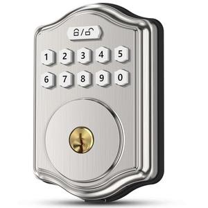 52HZ Keyless Entry Door Lock with Code, Electronic Keypad Deadbolt with 2 Keys, Smart Door Locks for Front Door, Voice Guidance, Anti-Peeping Password, Auto Lock, Easy to Install, Satin Nickel