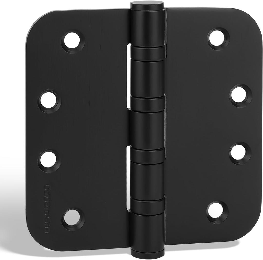 goldenwarm 3 Pack 4'' Black Ball Bearing Door Hinges Heavy Duty Stainless Steel Hinges for Interior & Exterior Doors, 5/8'' Radius Corners