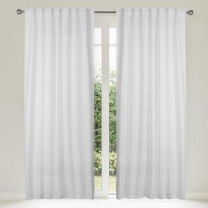 White Curtains 2 Panels Set for Living Room - Thick Light Filtering Window Treatment for Farmhouse Dcor - Textured Cotton Semi Sheer Back Tab Curtain for Kitchen Bedroom - 50x108 Inches, Set of 2