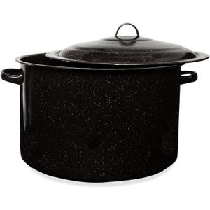 Granite 21 Qt Stockpot, Nonstick Soup Pot With Lid, Speckled Enamel Ware Cookware, Large Stock Pot For Boiling and Cooking, Big Granite Cooking Pot for Stovetop, Campfire, Outdoor Stove