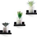 Small Floating Shelf, Set of 3 Black Shelf for Wall Decor Storage Wall Mounted Small Shelf for Bedroom Living Room Bathroom Kitchen -5x5 Inch
