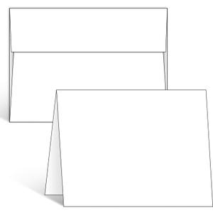 Ohuhu Blank White Cards and Envelopes 100 Pack - 5" x 7" Heavyweight Folded Cardstock and A7 Envelopes for DIY Greeting Cards Wedding Birthday Invitations Baby Shower Thank You Cards and All Occasions