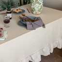 GLORY SEASON Retro Farmhouse Ruffle Tablecloth Cotton Flounces Trim Washable Table Cover Tablecloths for Rectangle Table Baby Shower Kitchen Party Wedding Decor, 52''x70''