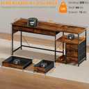YOSHOOT 60" Computer Desk with 5 Drawers and Power Outlets, Rustic Brown, 18.9"D x 60"W x 30.7"H