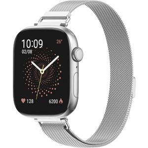 Ultra-Slim Milanese Loop Compatible with Apple Watch Band for women 42mm 41mm 40mm 38mm 46mm 45mm 44mm, 14mm Width Metal Mesh Strap with Strong Magnetic Lock, Lightweight Breathable Replacement Band for iWatch Series SE 11 10 9 8 7 6 5 4 3 2 1