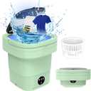 16L Portable Washing Machine, 60W Mini Washer with Foldable Design,Mini Folding Washing for Travel,Camping,Apartment,Baby Clothes,Socks,Underwear (Green)